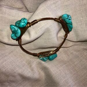 2/$12 turquoise wire wrap bangle bracelet